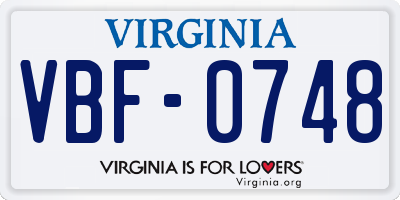 VA license plate VBF0748