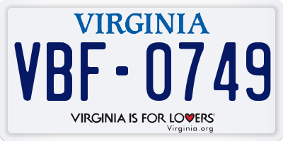 VA license plate VBF0749