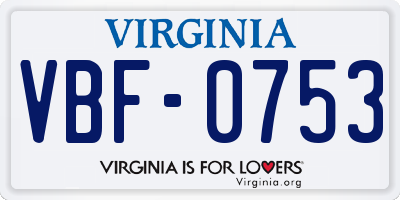 VA license plate VBF0753