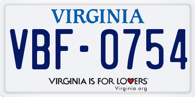 VA license plate VBF0754