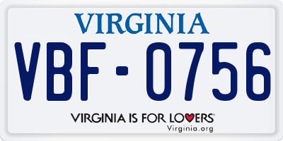 VA license plate VBF0756