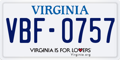 VA license plate VBF0757