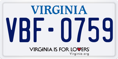 VA license plate VBF0759