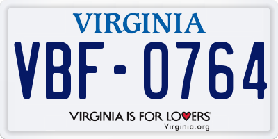 VA license plate VBF0764