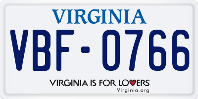 VA license plate VBF0766