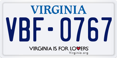 VA license plate VBF0767