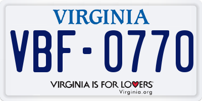 VA license plate VBF0770