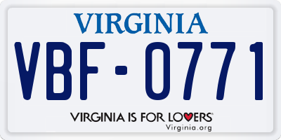 VA license plate VBF0771