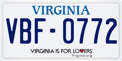 VA license plate VBF0772