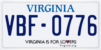 VA license plate VBF0776