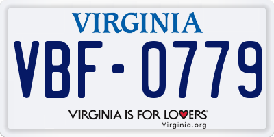 VA license plate VBF0779