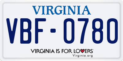 VA license plate VBF0780