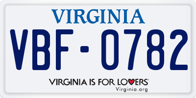 VA license plate VBF0782