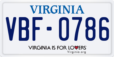 VA license plate VBF0786