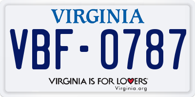 VA license plate VBF0787