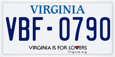 VA license plate VBF0790