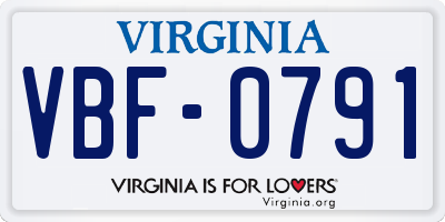 VA license plate VBF0791