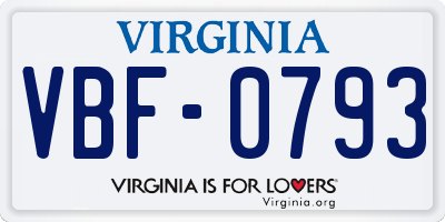VA license plate VBF0793