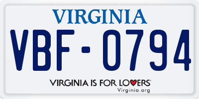 VA license plate VBF0794
