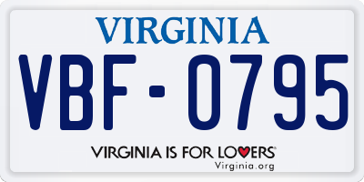 VA license plate VBF0795