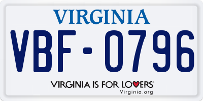 VA license plate VBF0796