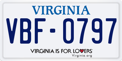 VA license plate VBF0797