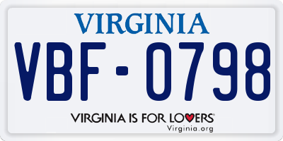 VA license plate VBF0798