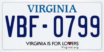 VA license plate VBF0799