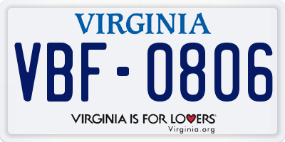 VA license plate VBF0806