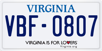 VA license plate VBF0807