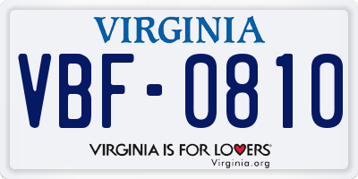 VA license plate VBF0810