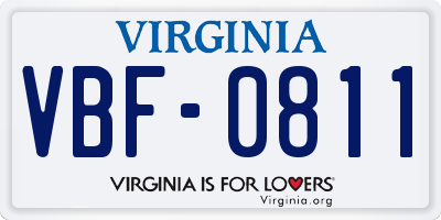 VA license plate VBF0811