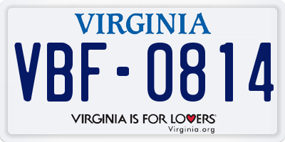 VA license plate VBF0814