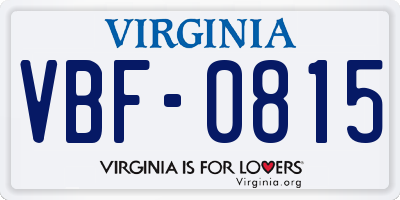 VA license plate VBF0815