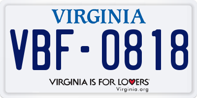 VA license plate VBF0818