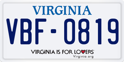 VA license plate VBF0819