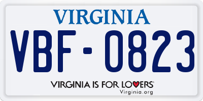 VA license plate VBF0823