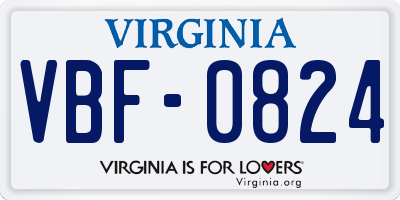 VA license plate VBF0824
