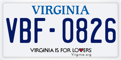 VA license plate VBF0826