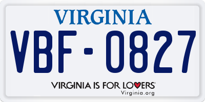 VA license plate VBF0827