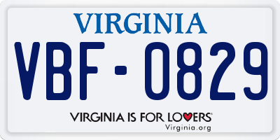 VA license plate VBF0829