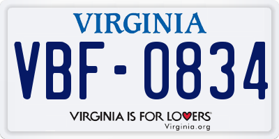 VA license plate VBF0834