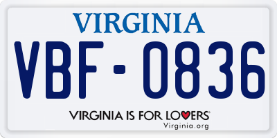 VA license plate VBF0836