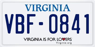 VA license plate VBF0841
