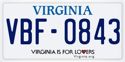 VA license plate VBF0843