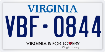 VA license plate VBF0844