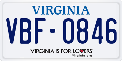 VA license plate VBF0846