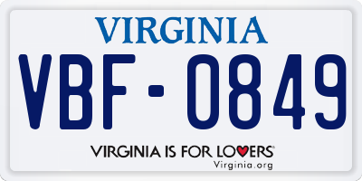 VA license plate VBF0849
