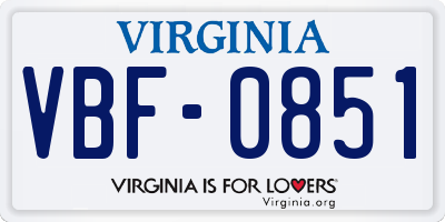 VA license plate VBF0851