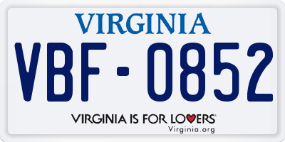 VA license plate VBF0852